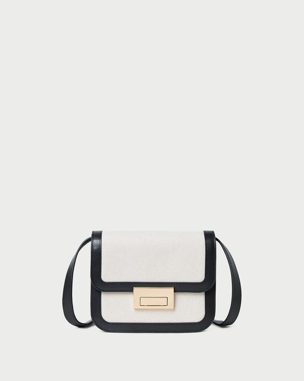 Desi Black/Natural Canvas Crossbody