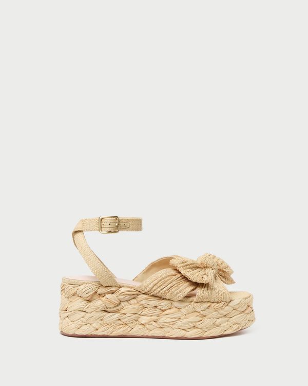Gaby Natural Pleated Bow Espadrille