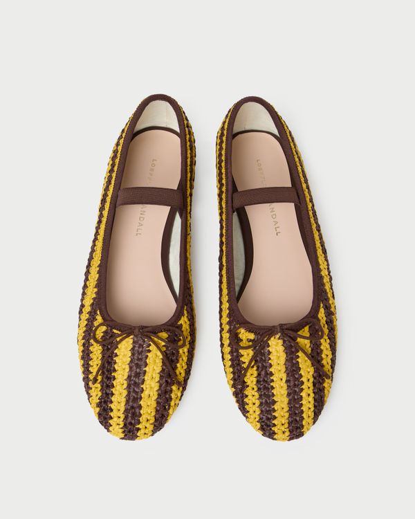 Leonie Yellow/Brown Crochet Ballet Flat