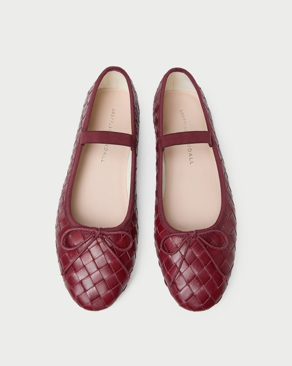 Leonie Wine Woven Ballet Flat