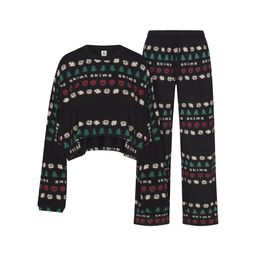 Skims x CPFM Cropped Long Sleeve Sleep Set | Onyx Pine Fair Isle