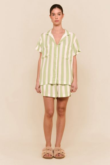 Abigail Sleep Set - Stripe - Margarita Green