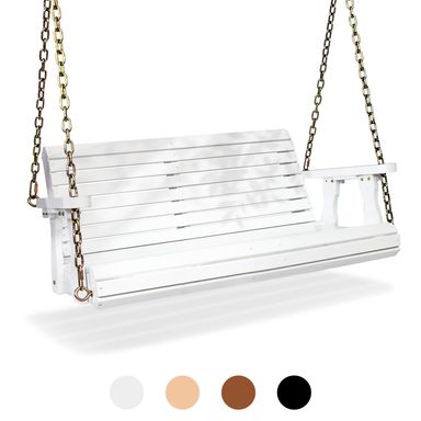 VINGLI Upgraded Patio Wooden Porch Swing Heavy Duty 880 LBS Swing Chair Bench with Hanging Chains