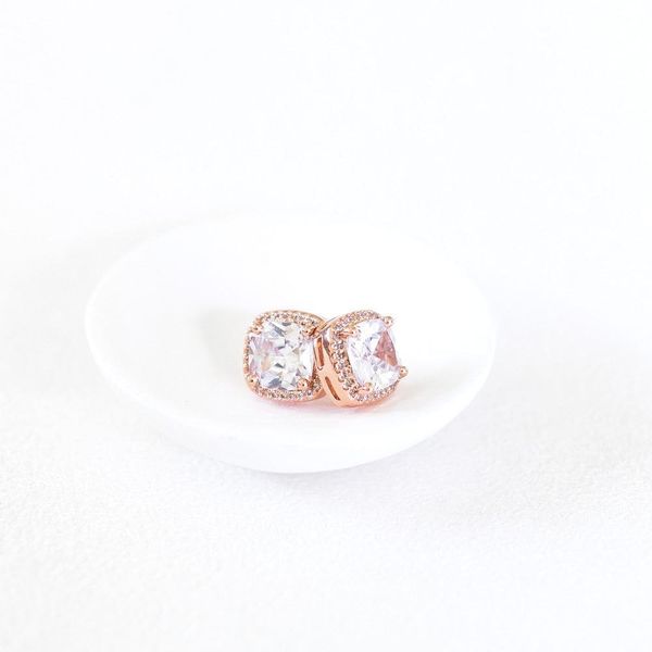 Rose Gold Cushion Cut Earrings