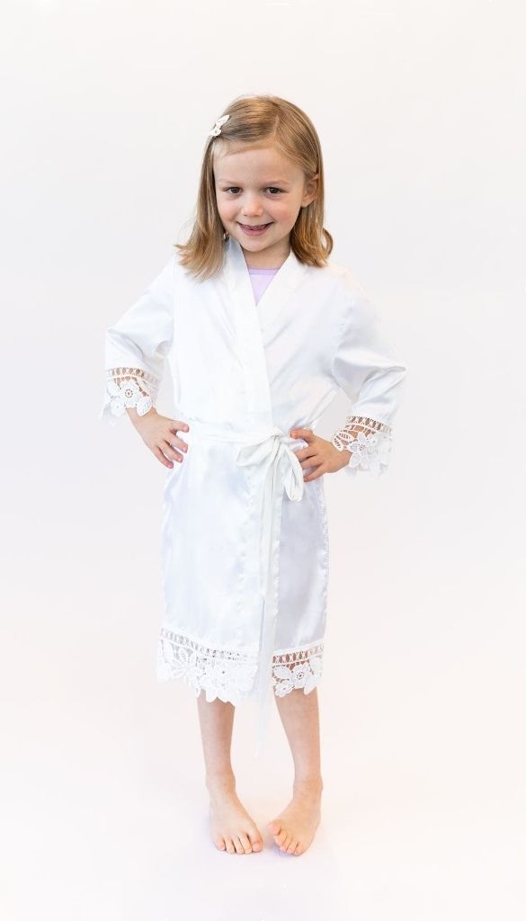 Junior Bridesmaid Satin & Lace Robe