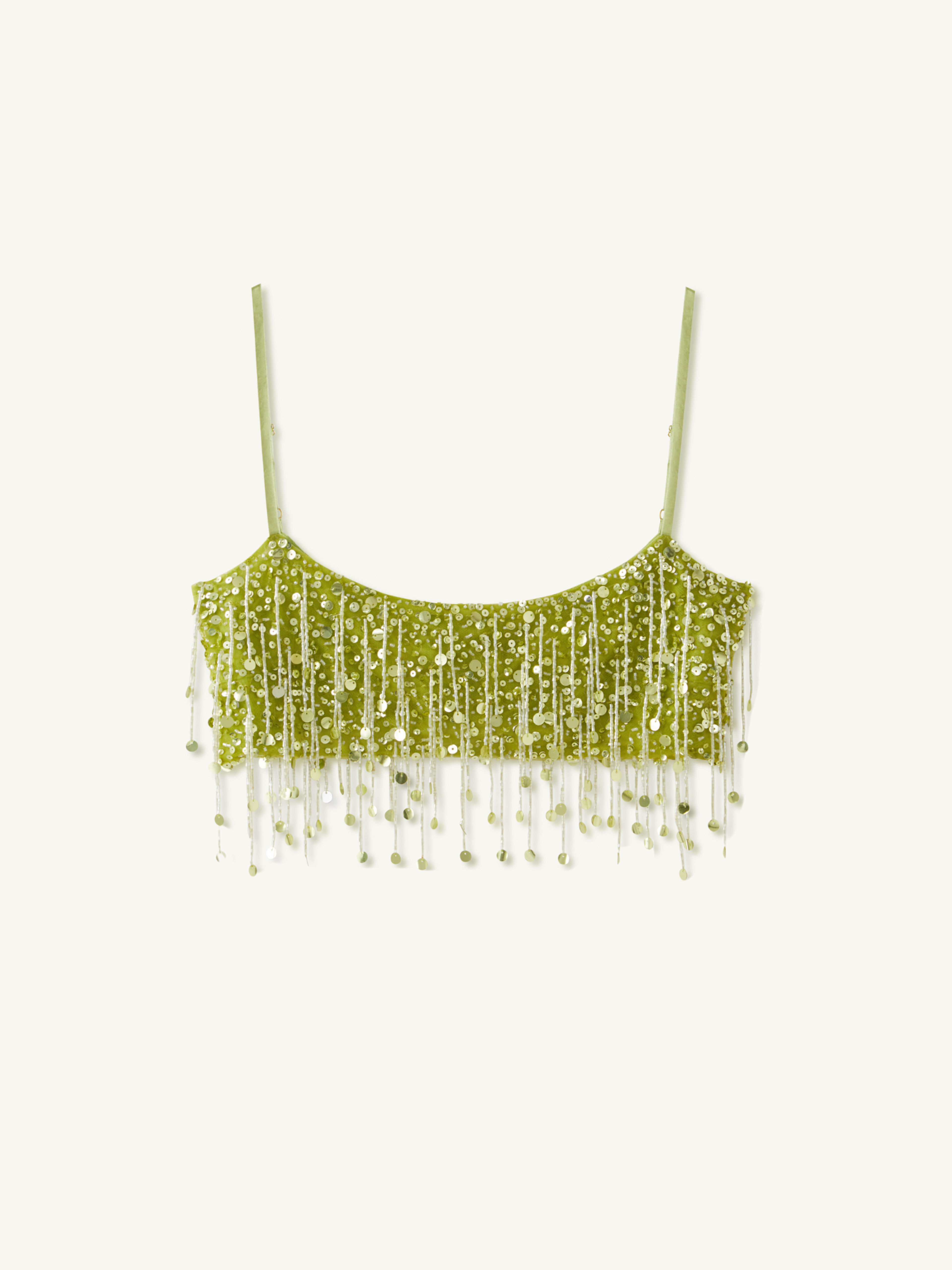 Yasmin Hand-Beaded Chartreuse Bralette | Luxe Swim Top
