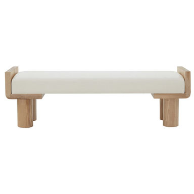 Iryna Boucle and Wood Bench - Luxurious Comfort Meets Contemporary Elegance for Your Home Decor