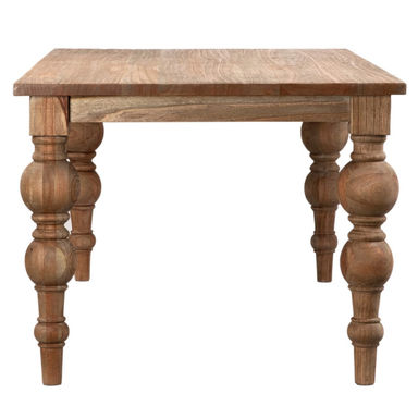 Owen Rectangular Dining Table - Reclaimed Mindi Wood with Hand-Carved Legs for Timeless Elegance