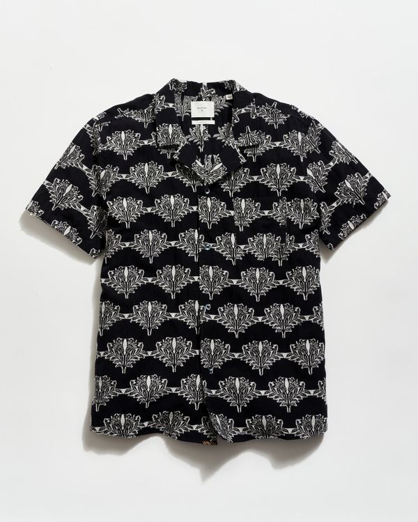 Short Sleeve Botanical Jacquard Camp Shirt