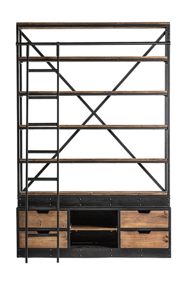 Iron Framed Bookcase with Ladder | Vical Home Ivalo