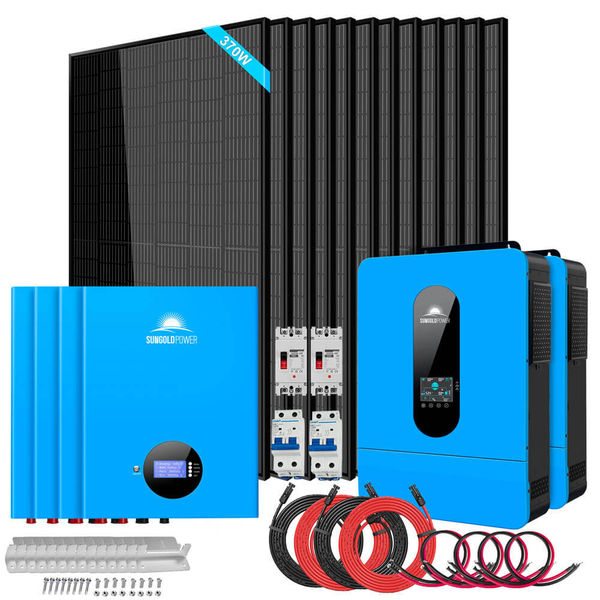 Off-Grid Solar Kit 13000W 48VDC 120VAC/240V 20.48KWH Lithium Battery 12 X 370 Watts Solar Panels SGM-1320M