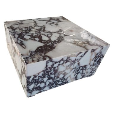 TCSC | Calacatta Viola Marble Rectangular Prism Block Design Coffee Table (W)24" (L)24" (H)12"