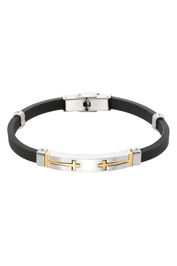 Stainless Steel Two Tone Double Cross Bracelet
