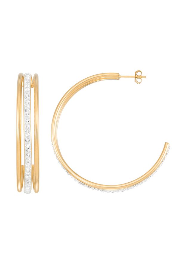 Simone I. Smith Crystal "C" Shape Hoop Earrings