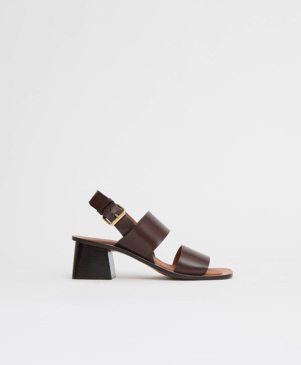 Double Strap Heeled Sandal - Chocolate