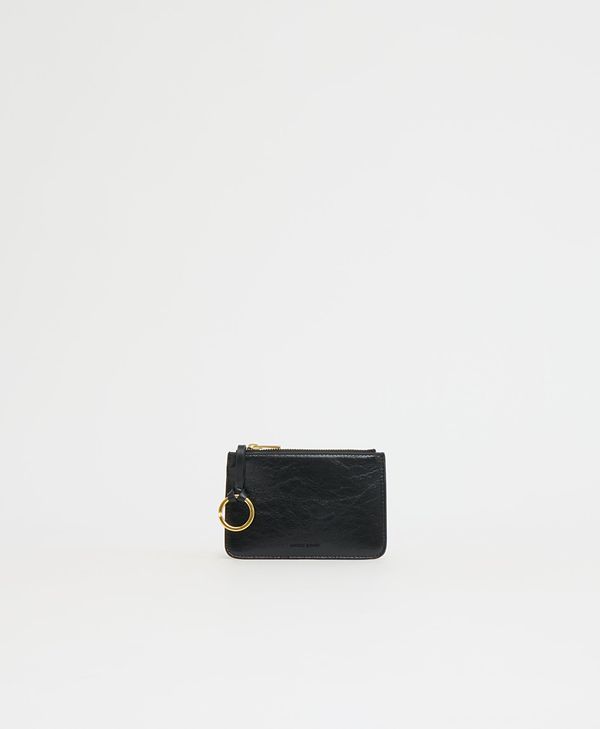 Keychain Zip Case - Crinkled Black