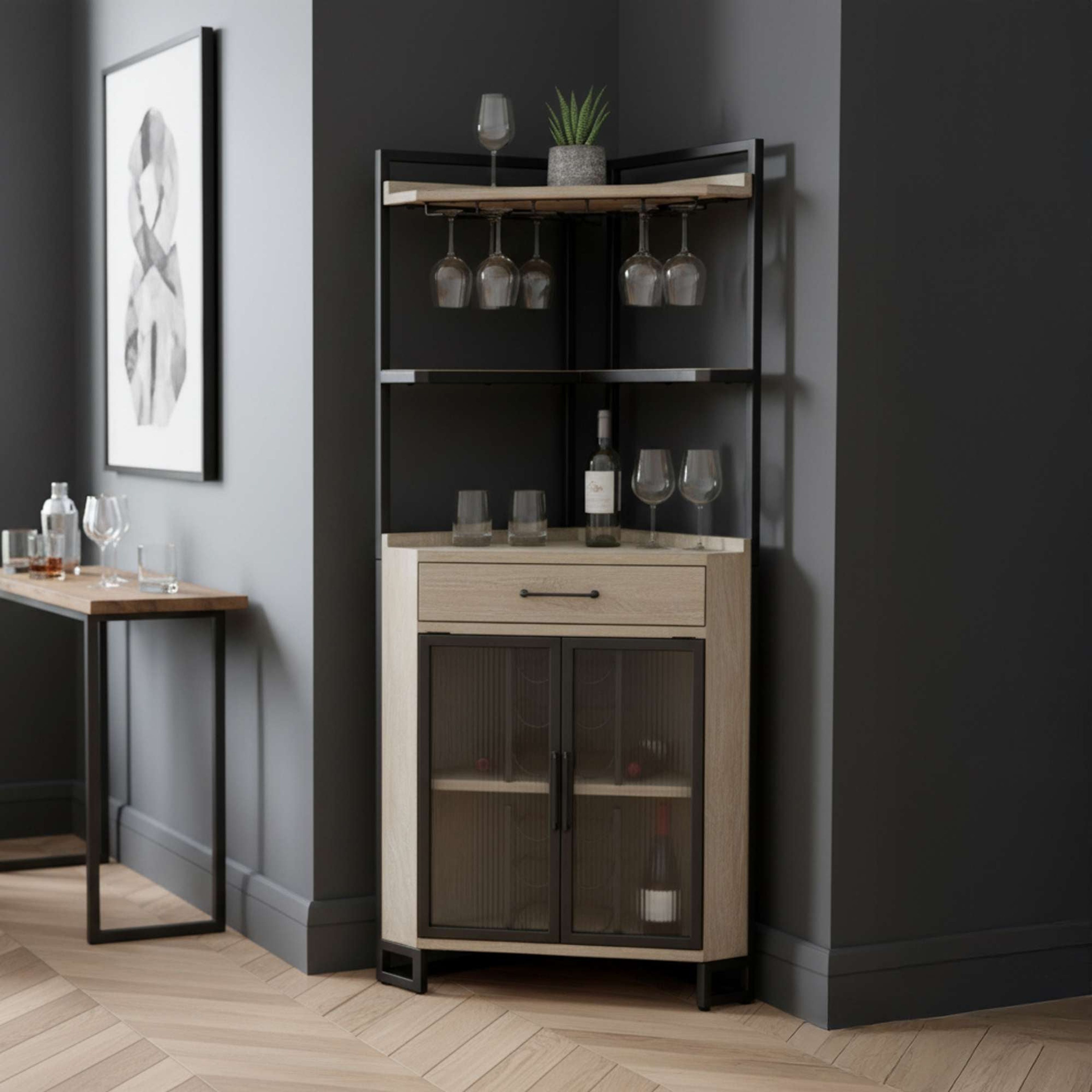 Howard Miller Studio Corner Wine & Bar Cabinet - Elegant Storage