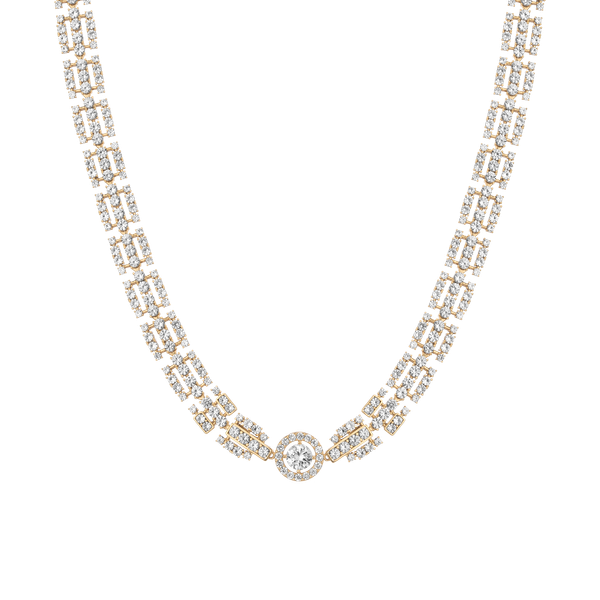 Lab Grown White Sapphire Three Layered Tennis Necklace
