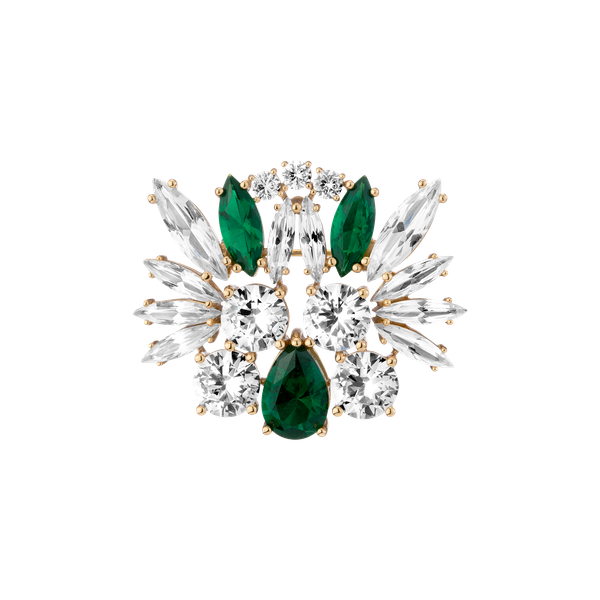Lab Grown Green Emerald Teardrop Brooch