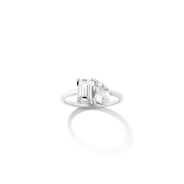 Toi et Moi Gemstone Classic Ring  - White Topaz & White Topaz