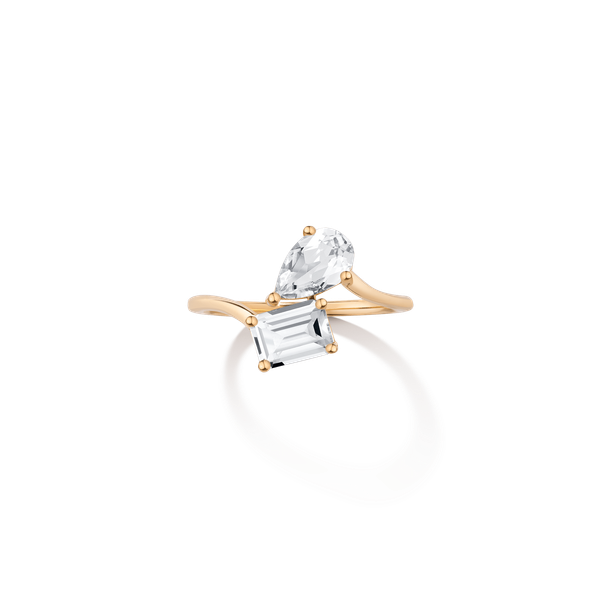 Toi et Moi Gemstone Heirloom Ring - White Topaz & White Topaz