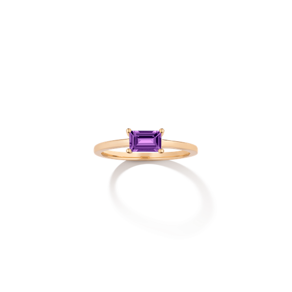 Birthstone Baguette Ring - Amethyst