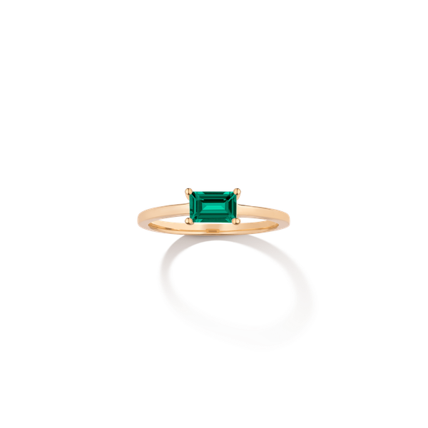 Birthstone Baguette Ring - Emerald
