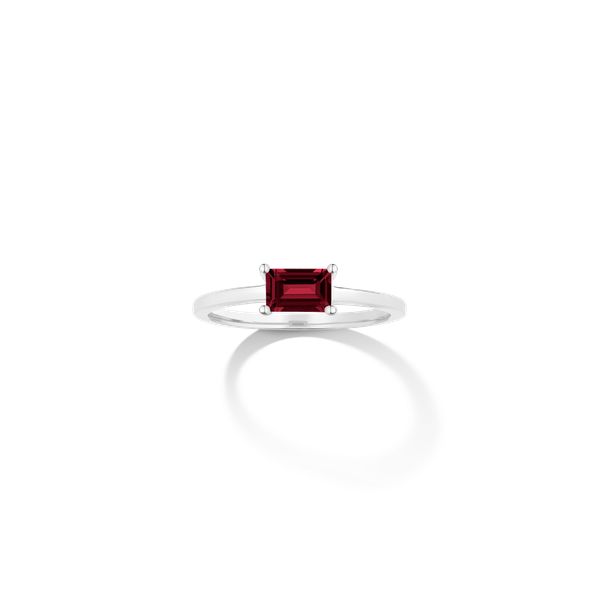 Birthstone Baguette Ring - Garnet