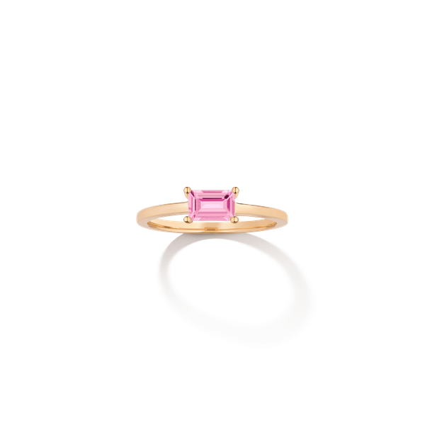 Birthstone Baguette Ring - Pink Tourmaline