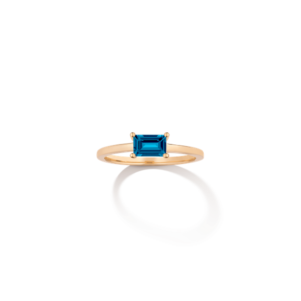 Birthstone Baguette Ring - London Blue Topaz