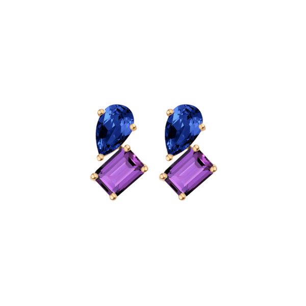 Toi et Moi Gemstone Heirloom Earring - Amethyst & Blue Sapphire