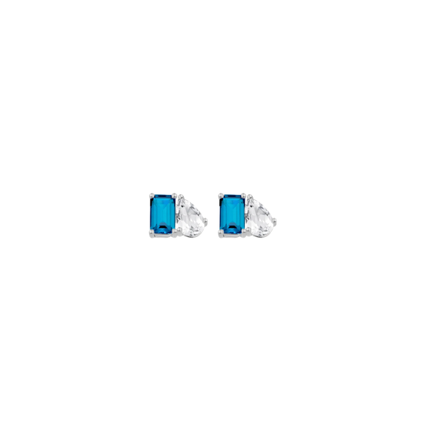 Toi et Moi Gemstone Mini Classic Earring - London Blue Topaz & White Topaz