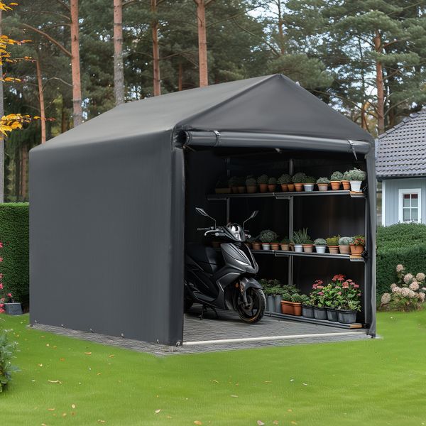 EROMMY 5' x 7' Portable Storage Shed, Heavy Duty Outdoor Storage Shed with Rolled up Zipper Door, Carport Canopy