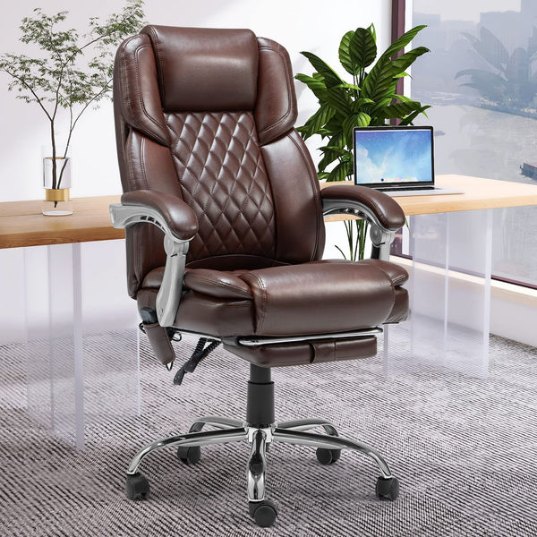 EROMMY Ergonomic Desk Chair with Big and Tall Massage and Heated, Brown