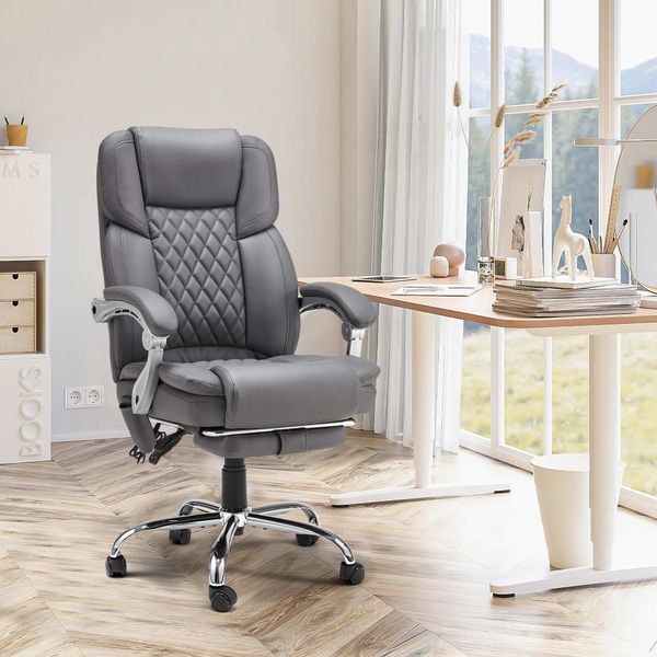 EROMMY Executive Office Chair, Ergonomic Desk Chair Big and Tall Massage and Heated, Gray