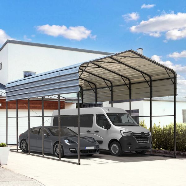 EROMMY 2 Car Metal Carport with Galvanized Roof - 14x25 FT