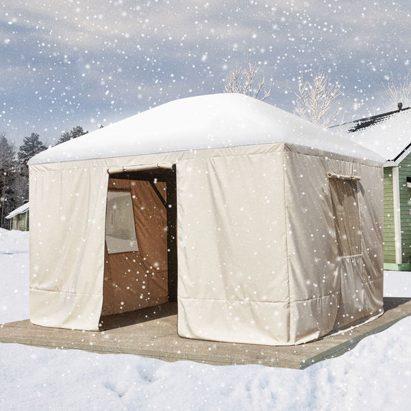 EROMMY Gazebo Cover for 10'x13' Gazebos, Beige(Gazebo not Included)