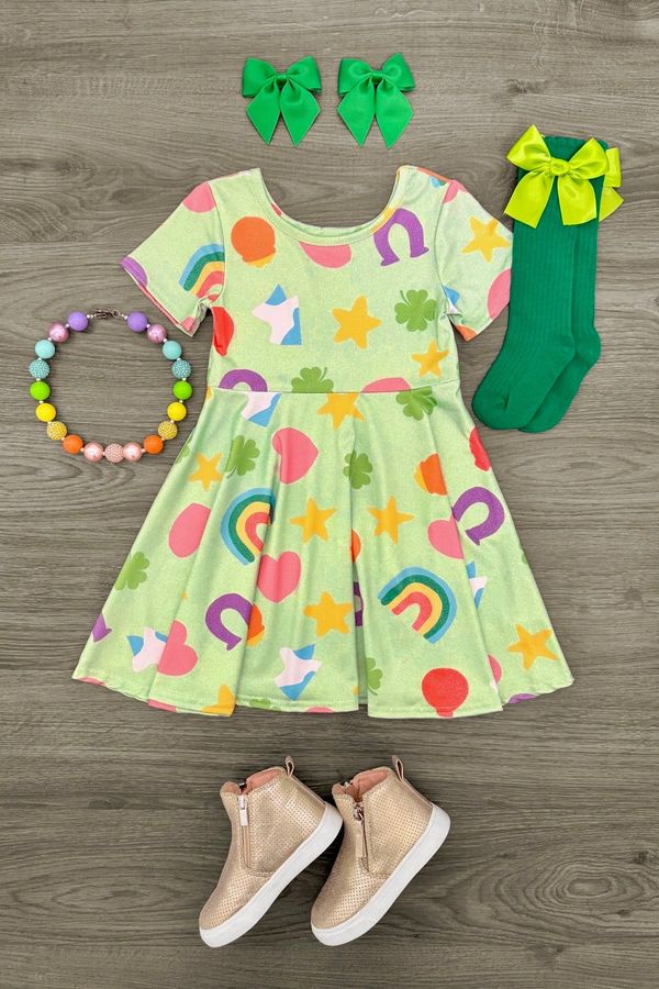 Green Charms Glitter Dress