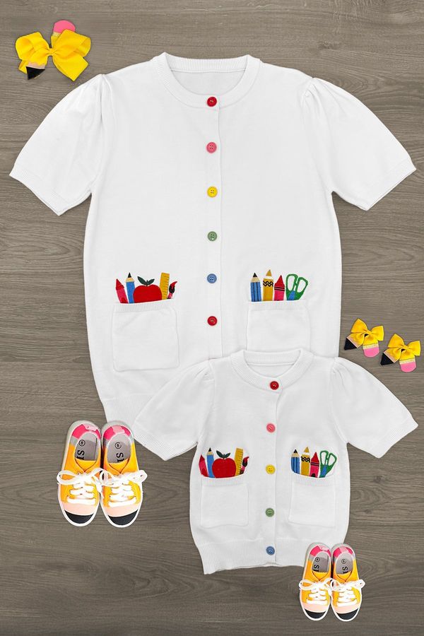 Mom & Me - School Supply Sweater Cardigan
