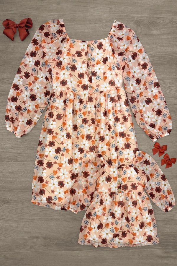 Mom & Me - Peach Floral Dress