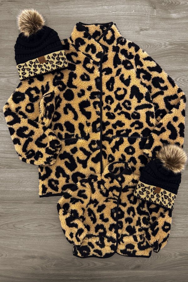 Mom & Me - Cheetah Button Down Sherpa Jacket