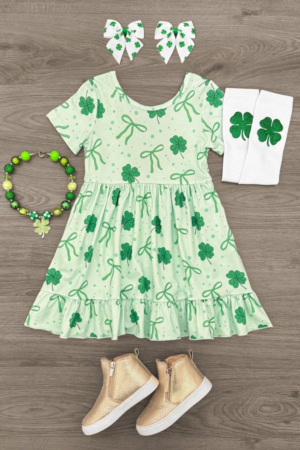 Green Bow & Shamrock Dress