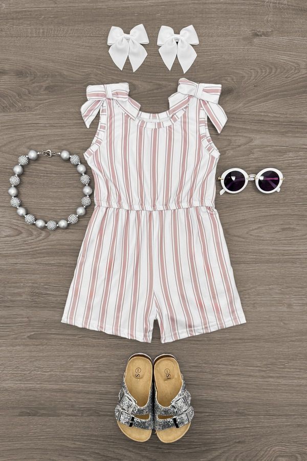 Tan Striped Romper