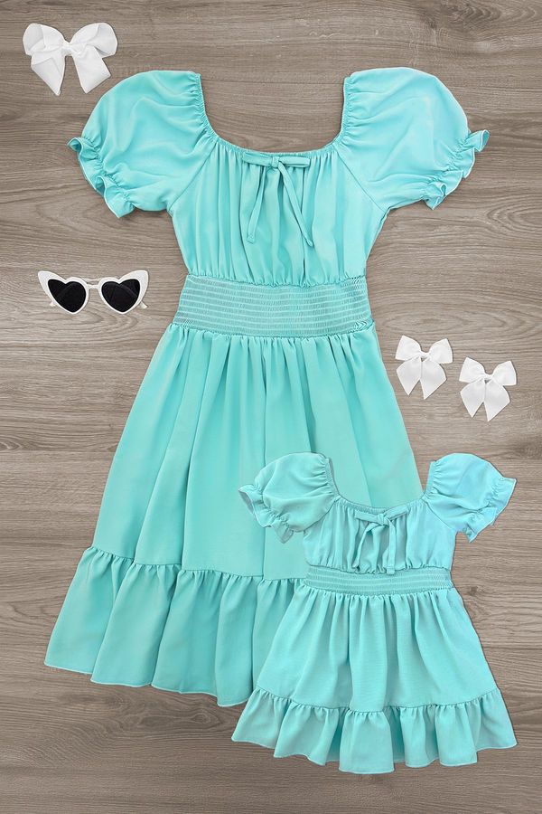 Mom & Me - Turquoise Ruffle Dress