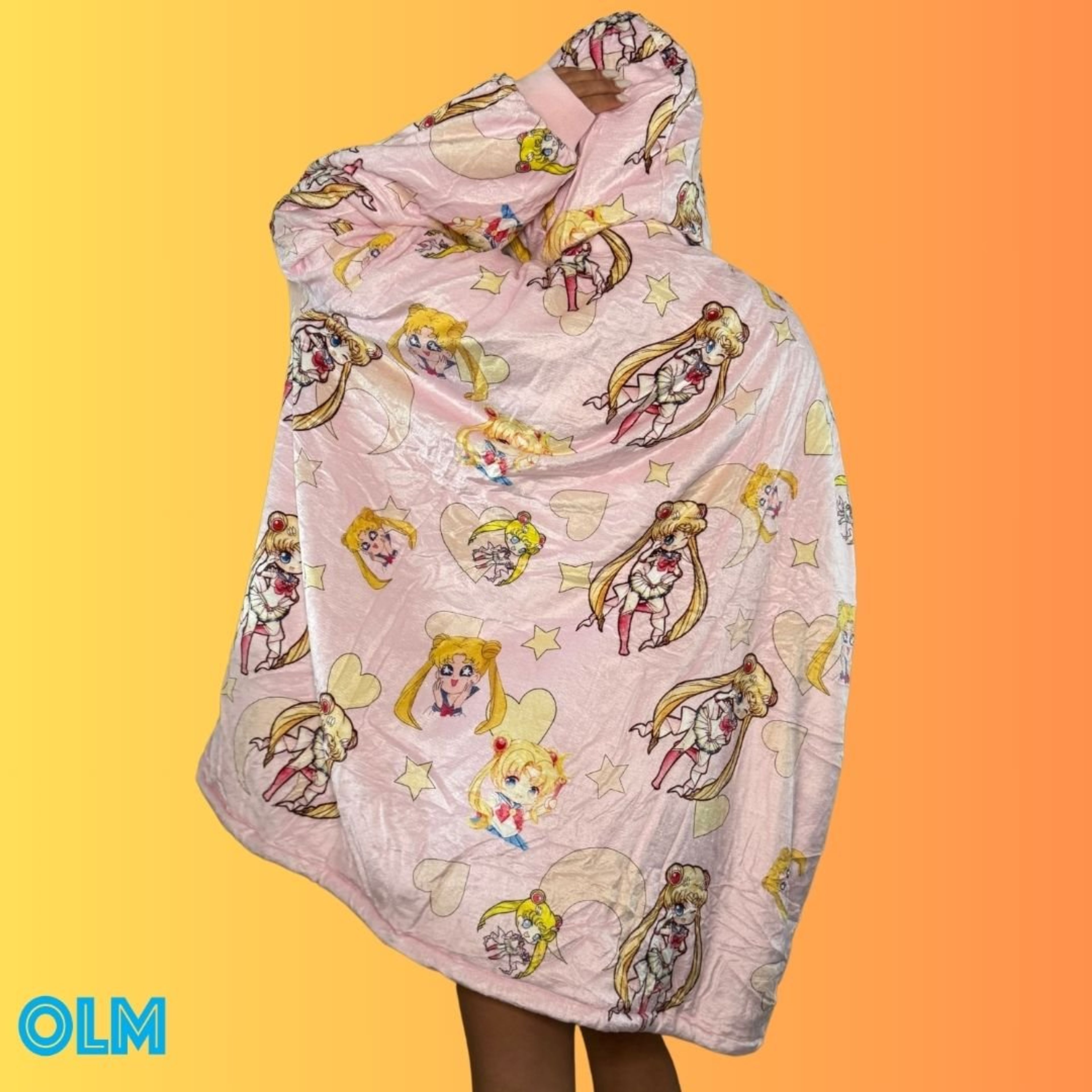 Cozy Sailor Moon Blanket Hoodie for Kids & Adults - Unisex Wearable Sherpa