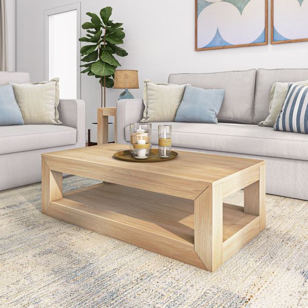 Modern Coffee Table with Shelf - 48"