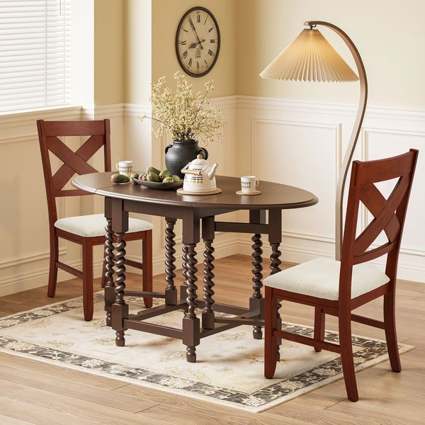 Rustic Farmhouse 19" Upholstered Barstool, Solid Wood Dining Chairs Set of 6 for Kitchen and Dining Room, Walnut