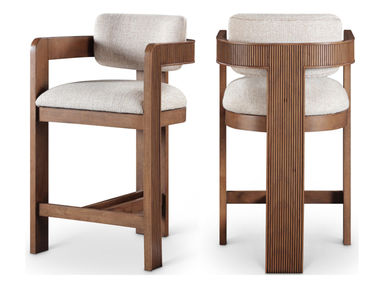 Sacha 20.5" Wide Walnut Frame Linen Bar Stool (Set of 2)