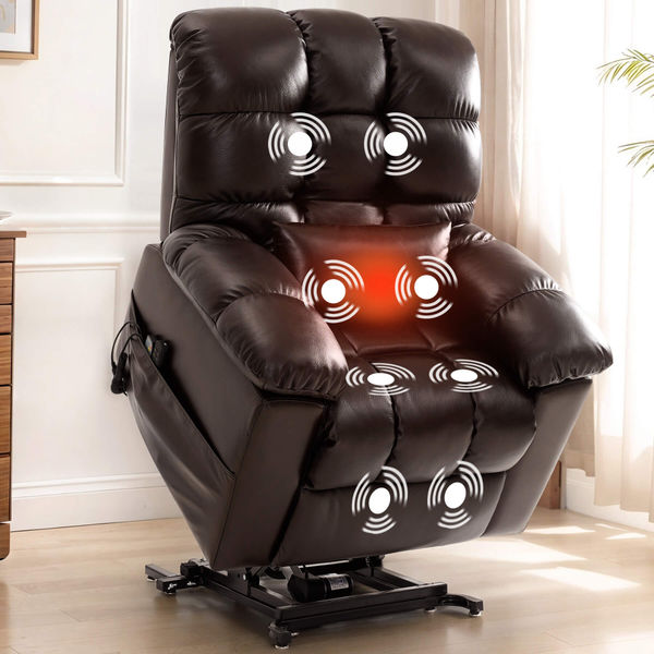 Zero Gravity Infinite Position Power Lift Recliner Chair W/ Massage and Heating, Triple Motor, Genuine Leather