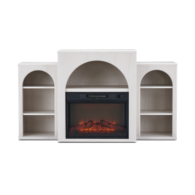 Blake 59" Electric Fireplace Mantel TV Stand, White Oak